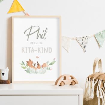 Kita-Kind-Poster "Waldtiere" | Einschulung | Meilensteintafel | Geschenk 1. Geburtstag | Personalisiertes Geschenk