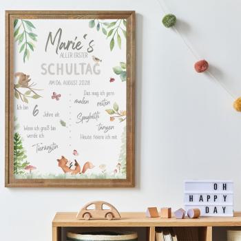 Einschulungsposter "Waldtiere" | Einschulung | Meilensteintafel | Geschenk 1. Geburtstag | Personalisiertes Geschenk