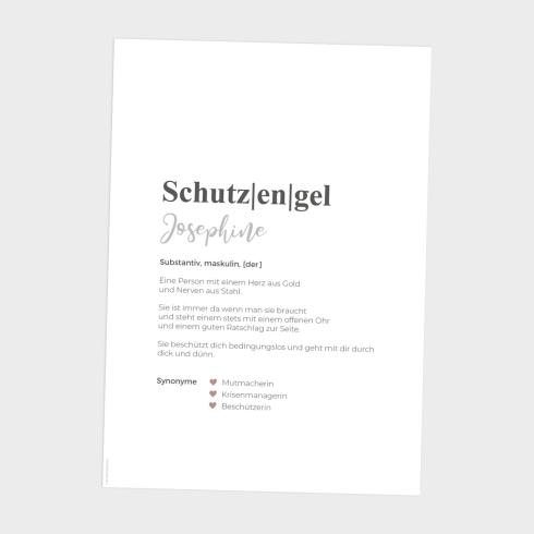 Definitionsposter "Schutzengel 1" | Geschenkidee | Personalisiert | individuelles Bild | Wörterbuch