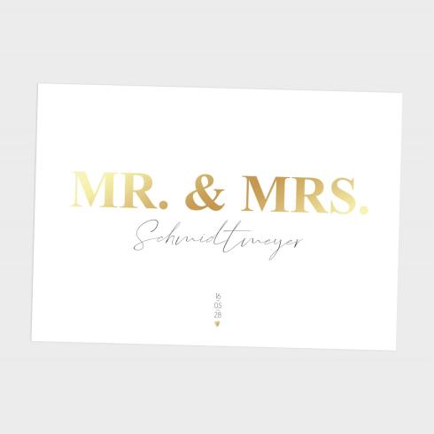 Metallicposter "Mr+Mrs" | Goldposter | Familienposter | Personalisiertes Poster | Wanddeko