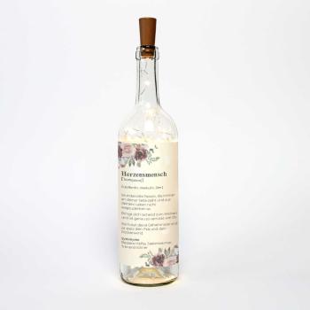 Lichterflasche "Herzensmensch Rose" | Geschenkidee | Deko-Idee | Geschenk Herzensmensch Rose