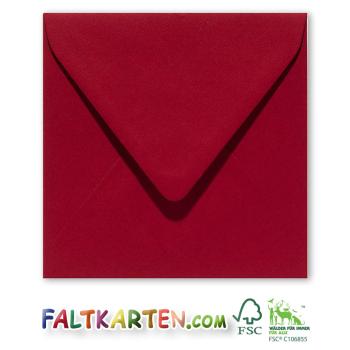 Briefumschlag 11x11cm in weihnachtsrot 120g ohne Fenster, Nassklebung
