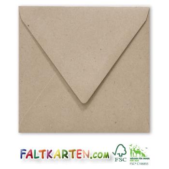 Briefumschlag 16x16cm in kraft grau, 100g, ohne Fenster, Nassklebung