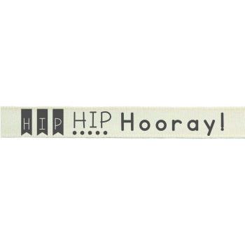 Vaessen Motivband/Text 15mm "Hip Hip Hooray!" 20m