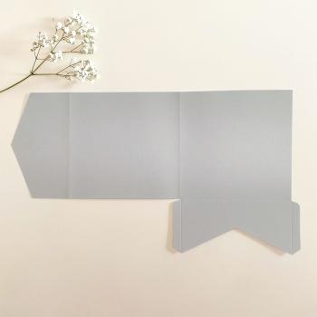 Pocketfold-Karte Quadrat (15x15) Premium-Karton "Metallic Platin" Exklusiv Line