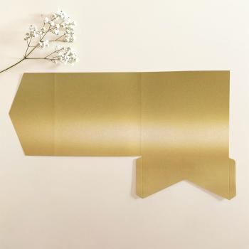 Pocketfold-Karte Quadrat (15x15) Premium-Karton "Metallic Gold" Exklusiv Line