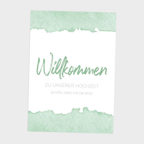 Willkommensschild "Watercolor-Brush | Pistazie"