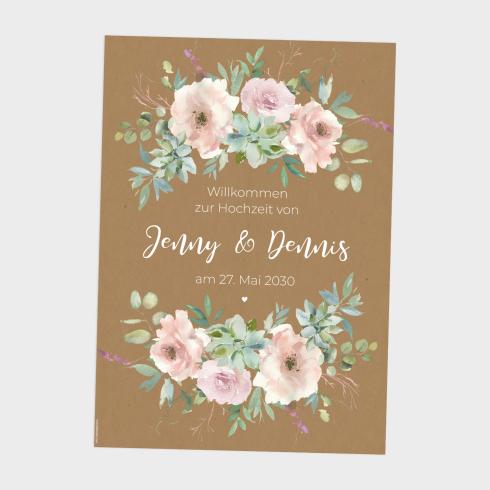 Willkommensschild "Kraft White Roses" DIN A3 