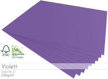 Cardstock "Premium" - Bastelpapier 240g/m² DIN A4 in violett - 25 Bogen
