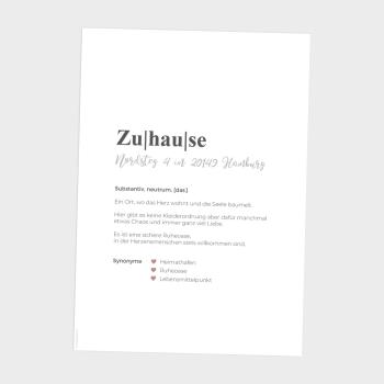Preview: Definitionsposter "Zuhause 1" | Geschenkidee | Personalisiert  | individuelles Bild | Wörterbuch