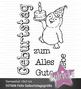 Kulricke Stempelset "Felix Geburtstagsgrüße" Clear Stamp Motiv-Stempel