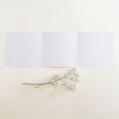 Trippel-Pocketfold-Karte quadratisch (15x15) Recycling-Karton "Recycling Weiss" Basic Line