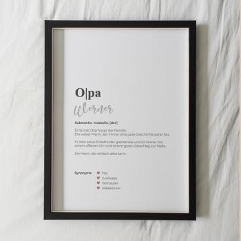 Definitionsposter "Opa 1" | Geschenkidee | Personalisiert | individuelles Bild | Wörterbuch