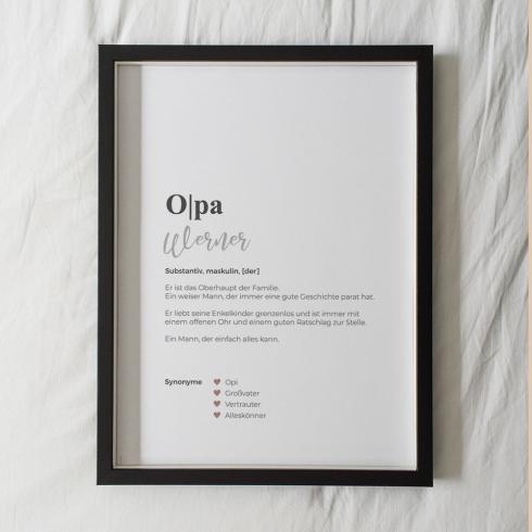 Definitionsposter "Opa 1" | Geschenkidee | Personalisiert  | individuelles Bild | Wörterbuch