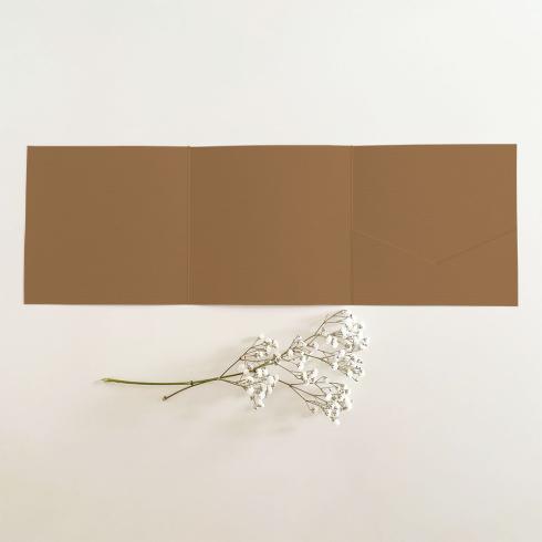 Trippel-Pocketfold-Karte quadratisch (15x15) Struktur-Karton "Walnuss" Basic Line