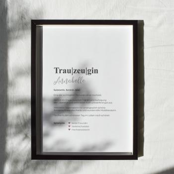 Preview: Definitionsposter "Trauzeugin 1 | Geschenkidee | Personalisiert  | individuelles Bild | Wörterbuch