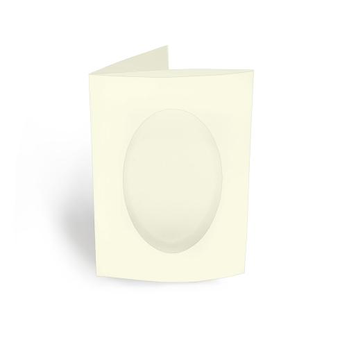 Passepartoutkarte oval 3-Fach DIN A6 in hellcreme