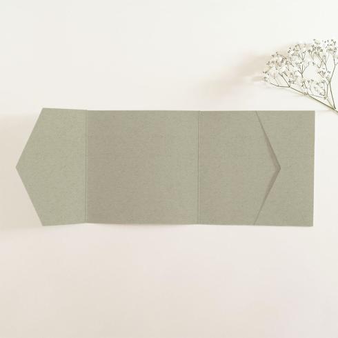 Pocketfold-Karte Quer-Format quadratisch (15x15) Recycling-Karton "Kraft Moosgrau" Basic Line