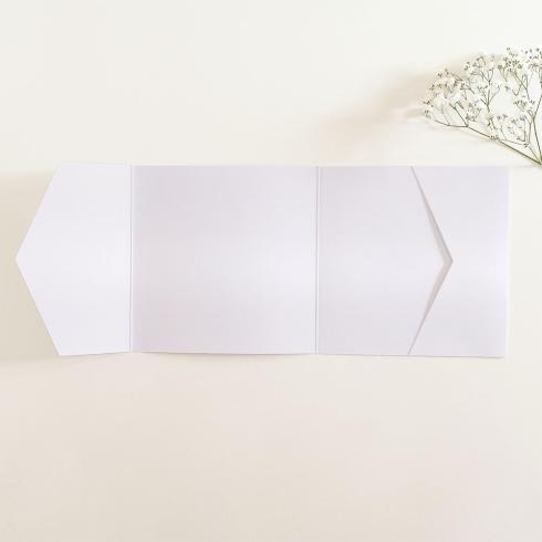 Pocketfold-Karte Quer-Format quadratisch (15x15) Premium-Karton "Metallic Polarweiss" Basic Line