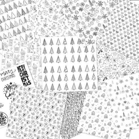 Preview: LaCreativ - Designpapier "X-Mas Black & White" Paper Pack 6x6" - 24 Bogen