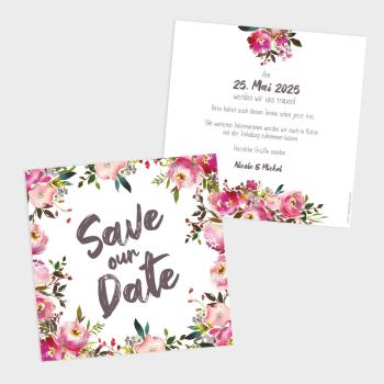 Save the Date "Pink Bunch" Quadrat 15x15 