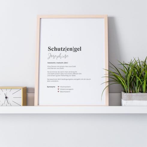 Definitionsposter "Schutzengel 1" | Geschenkidee | Personalisiert | individuelles Bild | Wörterbuch