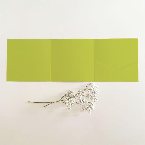Trippel-Pocketfold-Karte quadratisch (15x15) Struktur-Karton "Limette" Basic Line