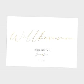 Preview: Metallicposter "Willkommen 2" | Goldposter | Willkommensschild | Hochzeitstafel | Personalisiertes Poster