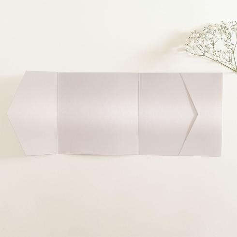 Pocketfold-Karte Quer-Format quadratisch (15x15) Premium-Karton "Perlmutt Weissgold" Basic Line