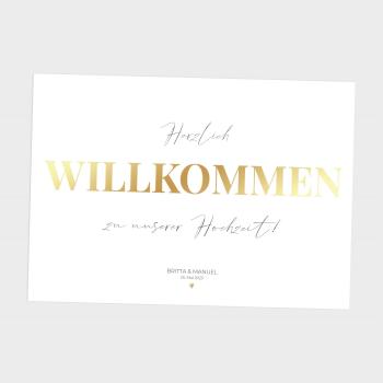 Preview: Metallicposter "Willkommen" | Goldposter | Willkommensschild | Hochzeitstafel | Personalisiertes Poster