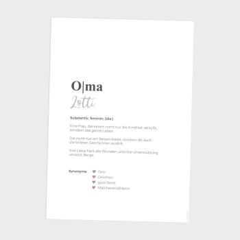 Preview: Definitionsposter "Oma 1" | Geschenkidee | Personalisiert  | individuelles Bild | Wörterbuch