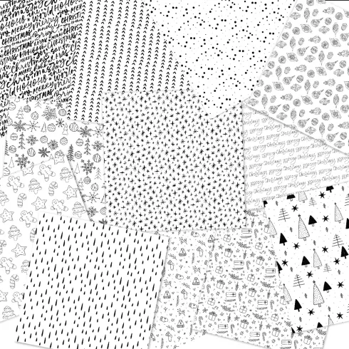 Preview: LaCreativ - Designpapier "X-Mas Black & White" Paper Pack 6x6" - 24 Bogen