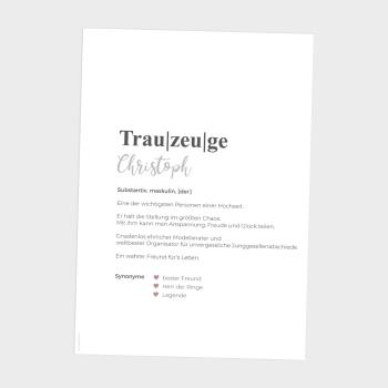 Preview: Definitionsposter "Trauzeuge 1" | Geschenkidee | Personalisiert  | individuelles Bild | Wörterbuch