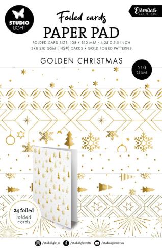 Studio Light - Foliertes Papier "Golden Christmas" Foiled Cards Paper Pad 10,8x14cm - 24 Bogen