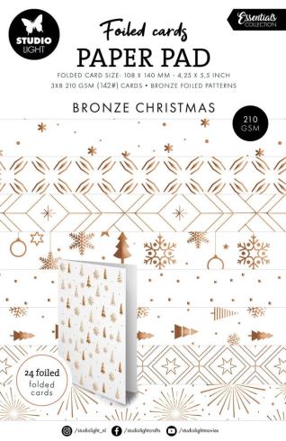 Studio Light - Foliertes Papier "Bronze Christmas" Foiled Cards Paper Pad 10,8x14cm - 24 Bogen