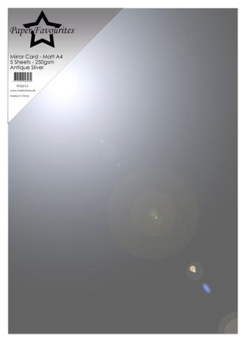 Paper Favourites - Spiegelkarton "Antique Silver" Mirror Card Matte A4 - 5 Bogen