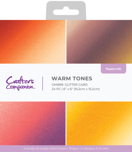 Crafters Companion - Glitzerkarton "Warm Tones" Ombre Glitter Pad 6x6 Inch - 24 Bogen 