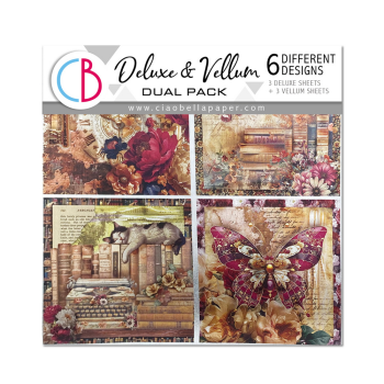 Ciao Bella - Designpapier "Book Lovers" Deluxe Pearl Copper & Vellum Dual Paper Pack 6x6 Inch - 6 Bogen