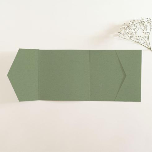 Pocketfold-Karte Quer-Format quadratisch (15x15) Recycling-Karton "Kraft Salbei" Basic Line