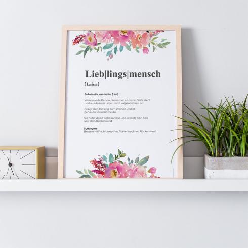 Definitionsposter "Lieblingsmensch 2" | Geschenkidee | Personalisiert | individuelles Bild | Wörterbuch