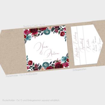 Preview: Einlegekarte "Merlot und Navy" Quadrat 13x13