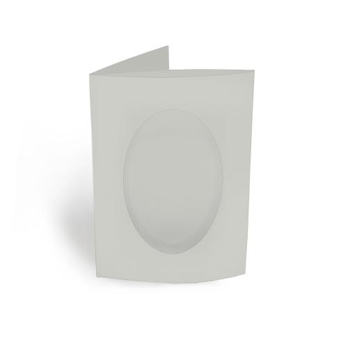 Passepartoutkarte oval 3-Fach DIN A6 in seidengrau