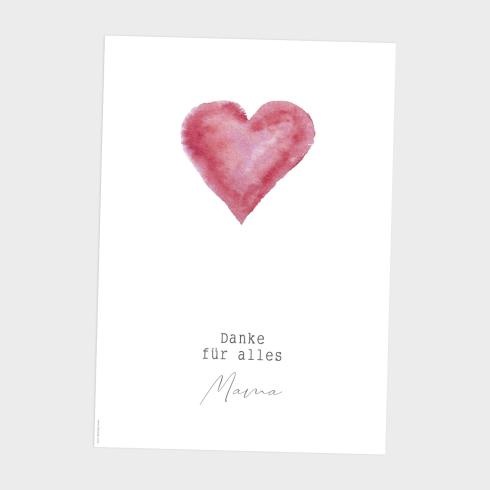 Preview: Spruchposter "Aquarell Herz" | Geschenkidee | Personalisiert  | Muttertag | Wanddeko