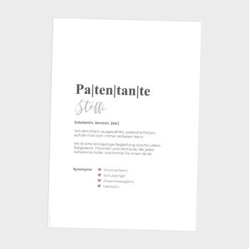 Preview: Definitionsposter "Patentante 1" | Geschenkidee | Personalisiert  | individuelles Bild | Wörterbuch