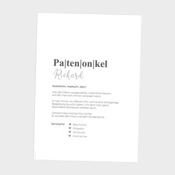 Preview: Definitionsposter "Patenonkel 1" | Geschenkidee | Personalisiert  | individuelles Bild | Wörterbuch