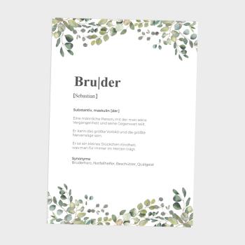 Preview: Definitionsposter "Bruder 2" | Geschenkidee | Personalisiert  | individuelles Bild | Wörterbuch