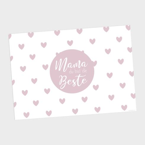 Preview: Spruchposter "Rosa Herzen" quer | Geschenkidee | Personalisiert  | Muttertag | Wanddeko