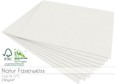 Cardstock "Natur" - Bastelpapier 240g/m² DIN A4 in natur faserweiss - 25 Bogen