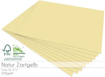 Cardstock "Natur" - Bastelpapier 270g/m² DIN A4 in natur zartgelb - 25 Bogen