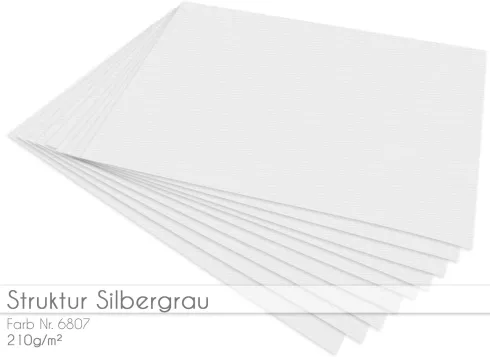 Cardstock "Struktur" - Bastelpapier 210g/m² DIN A4 in struktur silbergrau